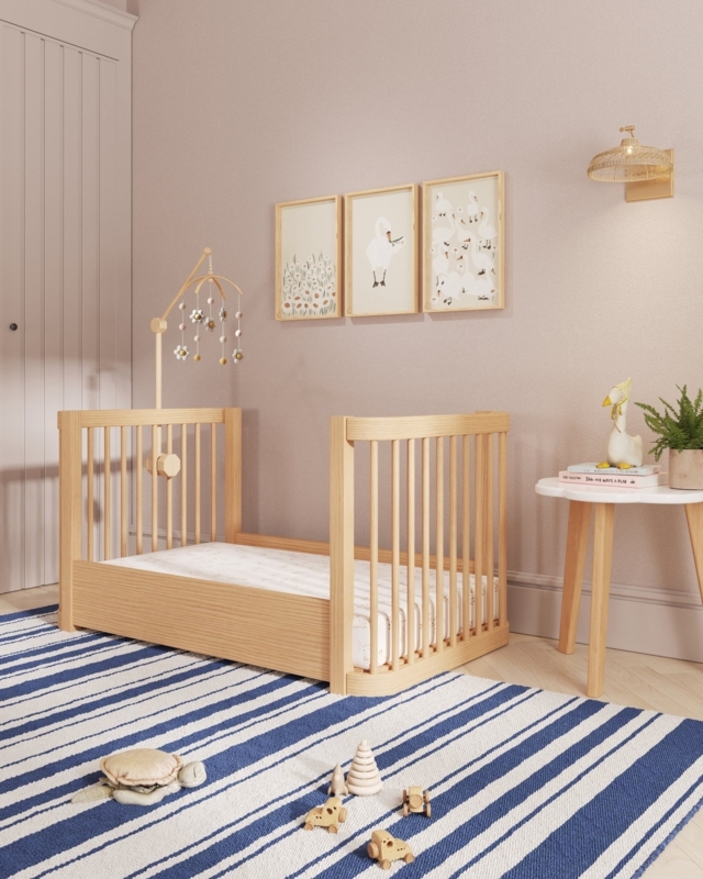 White Wavy Rail Crib, Scandinavian Nursery Design