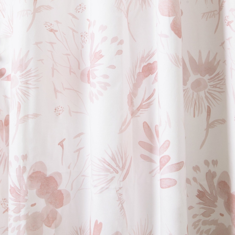 Window Curtain Rose Botanical Print Pleated Cotton Drapery Traditional