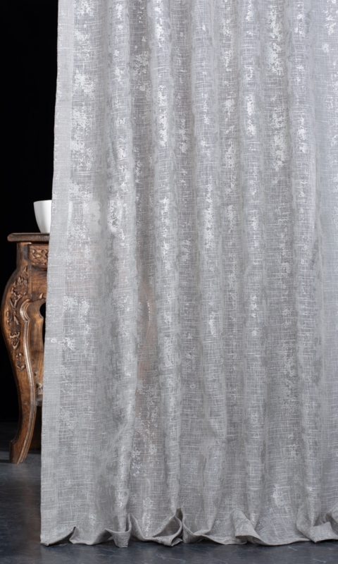 Window Curtains Botanical Print Leaf Motif Semi Sheer Linen Like