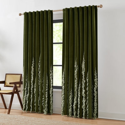 Window Curtains Deep Green Velvet Like Heavy Weight Luxurious