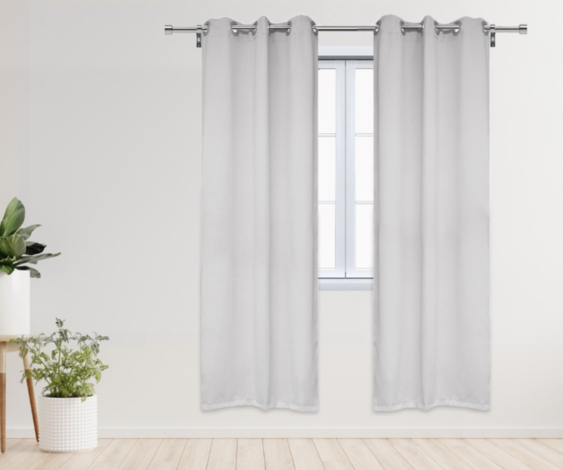 Window Curtains Light Gray Metal Grommets Blackout Solid Color