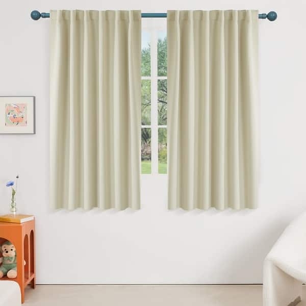 Window Curtains Navy Blue Grommet Matte Finish Blackout Tailored