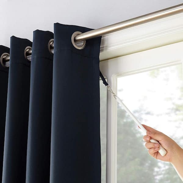 Window Curtains Navy Blue Thermal Insulated Grommet Top Drapes