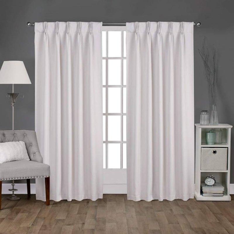 Window Curtains Vanilla Pinch Pleat Header Sateen Twill Blackout