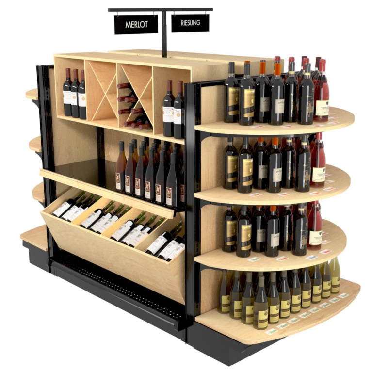 Wine Display Rack Commercial Double Sided Island End Caps