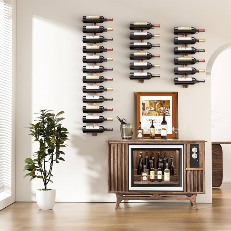 Wine Rack, 24-Bottle Capacity Vertical Grid Layout, Espresso Finish