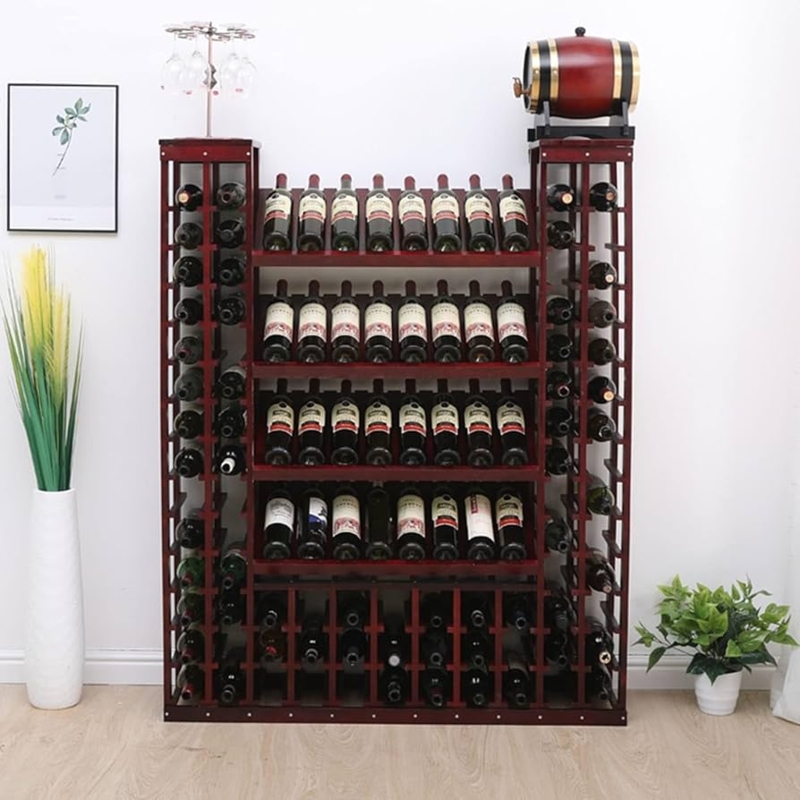 Wine Rack Floor Standing Arched Scrollwork Antique Wood