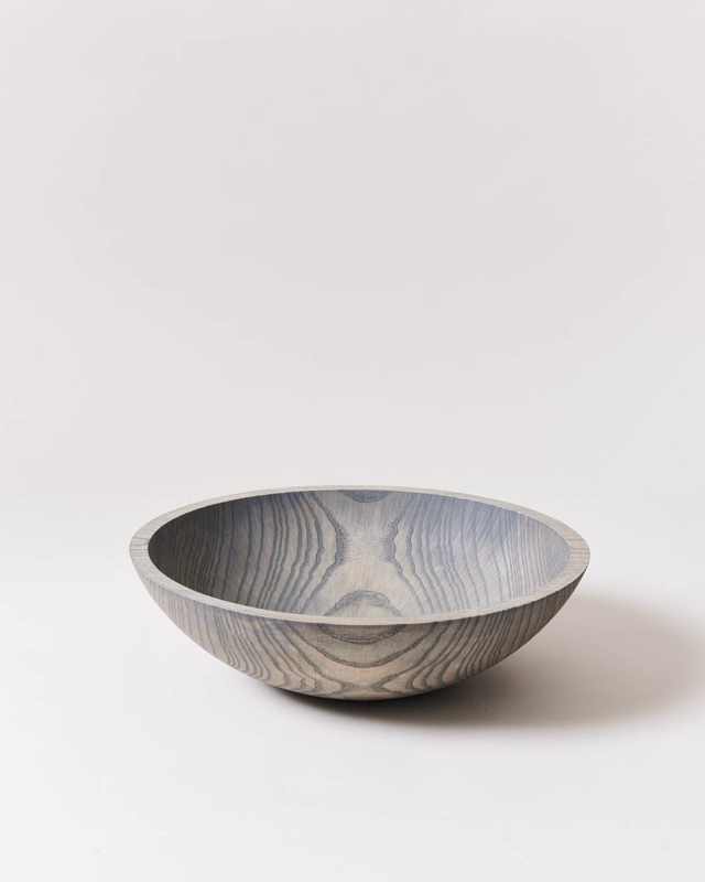 Wooden Serving Bowl Weathered Wash Visible Grain Rustic Minimalist