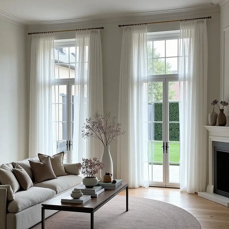 Woven Texture Curtains Floor Length Matte Finish Airy Minimalist