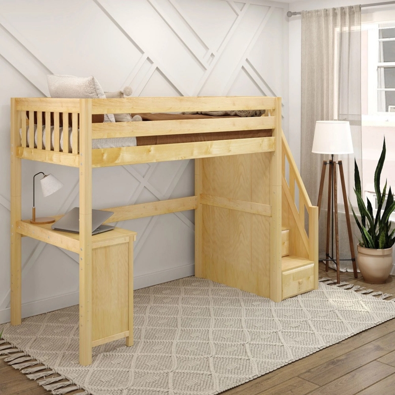 Youth Loft Bed with Stairs, Storage Drawers, and Desk