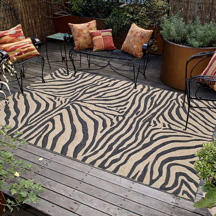 Zebra Print Area Rug, Black and Cream, Modern Safari Style
