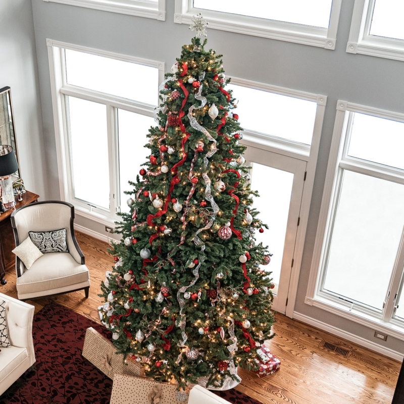 12-Foot Artificial Christmas Tree, Full-Bodied, Clear Lights