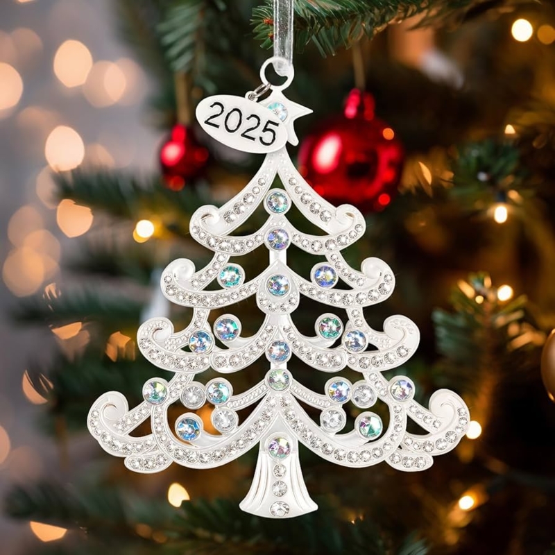 2025 Commemorative Christmas Tree Ornament Iridescent Crystals