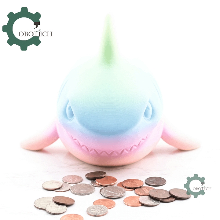 3D Printable Cobotech Smiling Shark Piggy Bank - Desk Decor - Coin Bank  Gifts by Cobotech