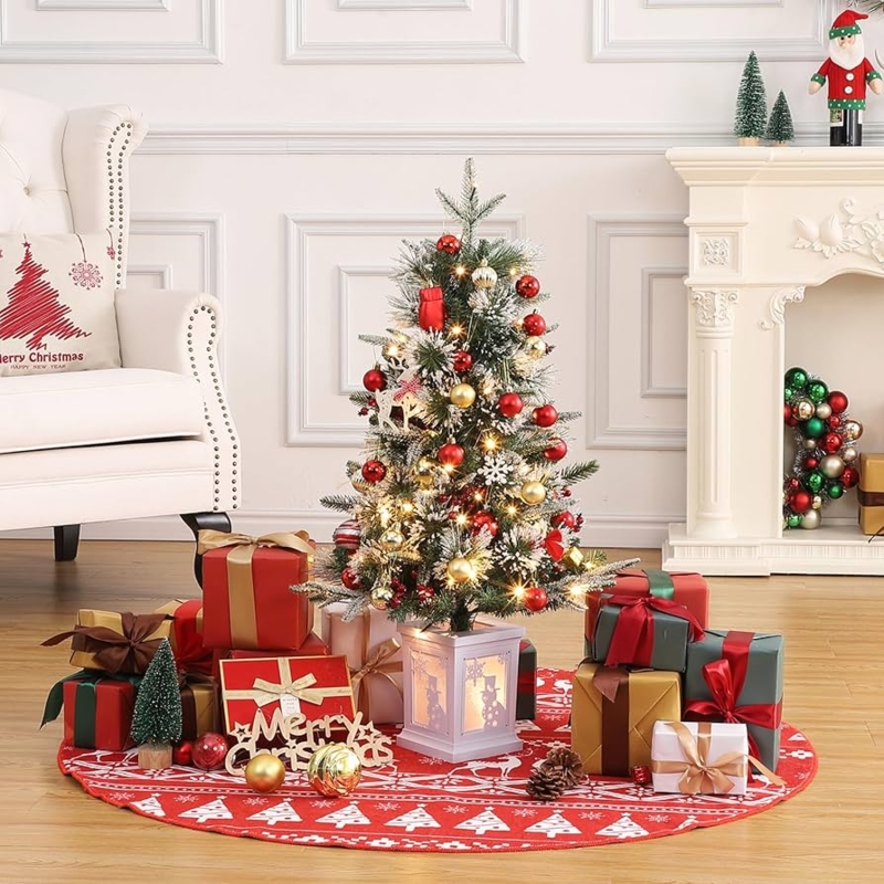 3ft Artificial Christmas Tree, Pre-Lit Whimsical Snowman Base