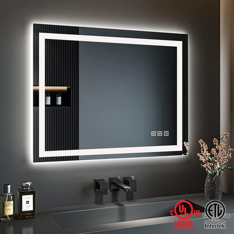 40 in. W x 32 in. H LED Large Rectangular Frameless Anti-Fog Bathroom Mirror Front & Backlit