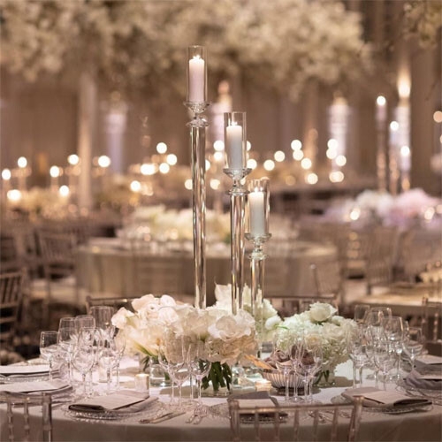 47" Crystal Candle Hurricane Holder Set of 3