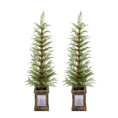 4ft Potted Artificial Christmas Tree in Decorative Black Urn Planter