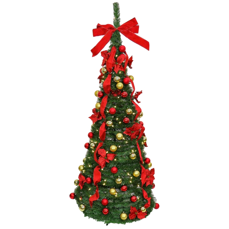 6-Foot Artificial Christmas Tree, Pre-Lit Pop-Up Spiral Ribbon