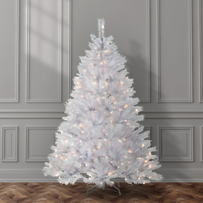 6 ft White Winchester Pine Artificial Christmas Tree Pre-Lit Dense