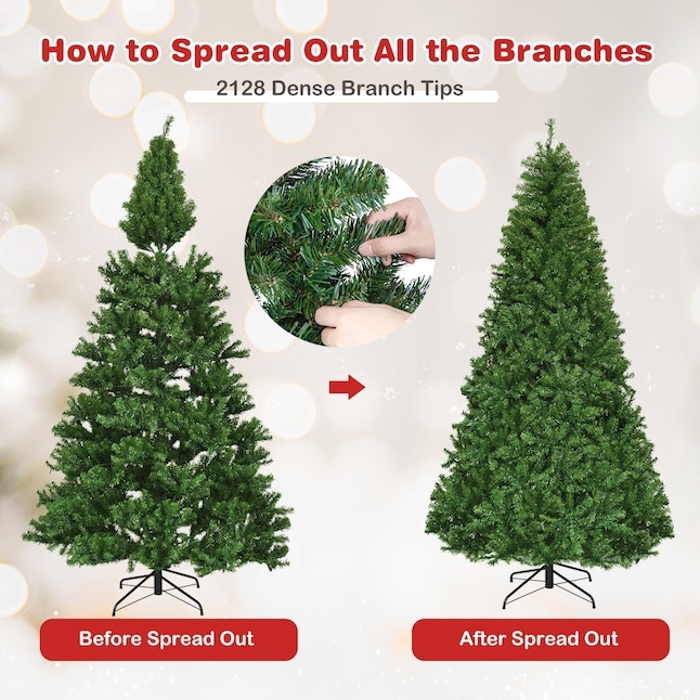 8 Foot Artificial Evergreen Tree Pre-Lit Multicolor LED Lights (71 chars)