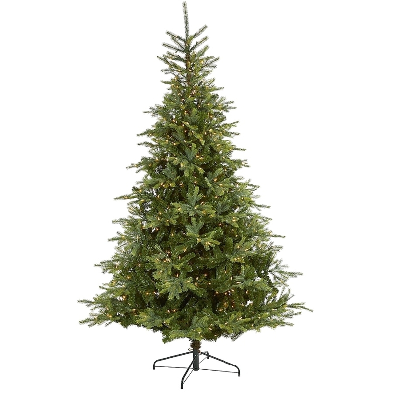 8 Foot Artificial Spruce Christmas Tree Pre-Lit Foldable Stand