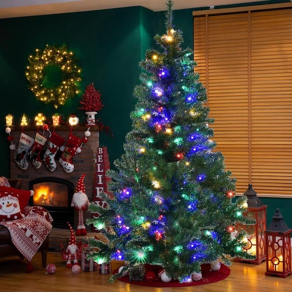 9-Foot Pre-Lit Artificial Tree with Multi-Color LEDs for Large Rooms
