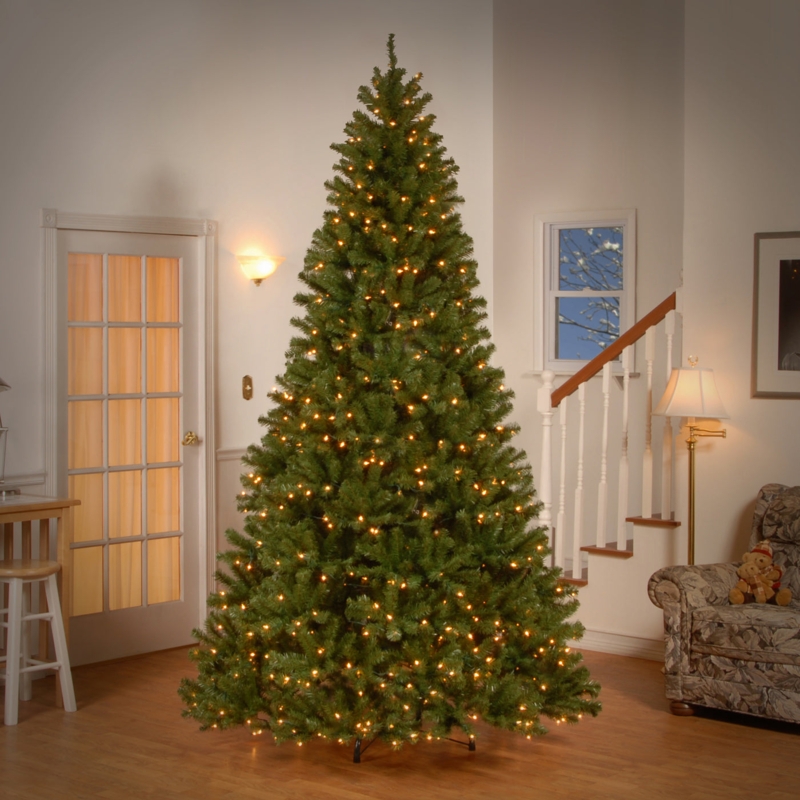 9 Foot Pre-Lit Spruce Tree, Dense Needles, Warm Integrated Lights, Plug-In