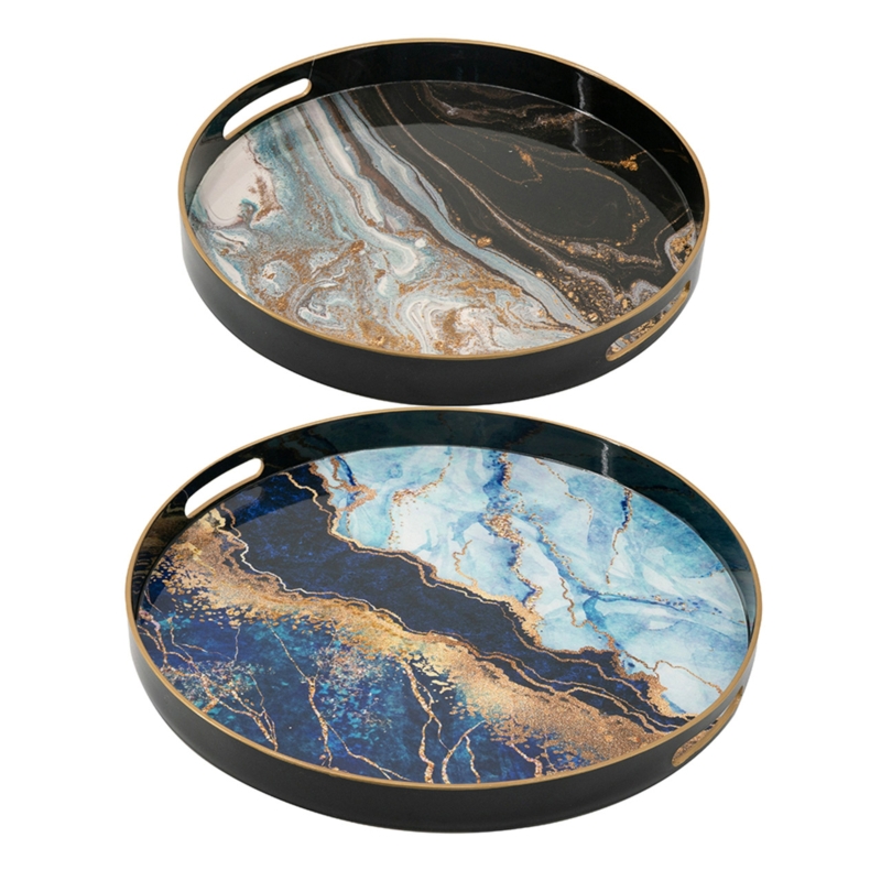 Abstract Marble Round Trays - 18" - Set of 2 | Christmas Central