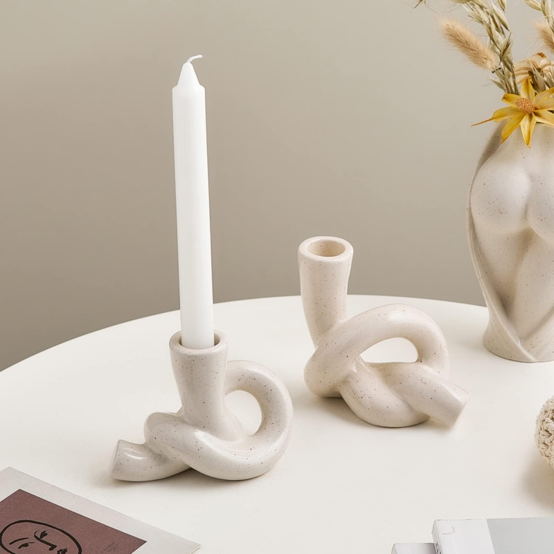Abstract Sculptural Candle Holder Set with Loop Silhouette