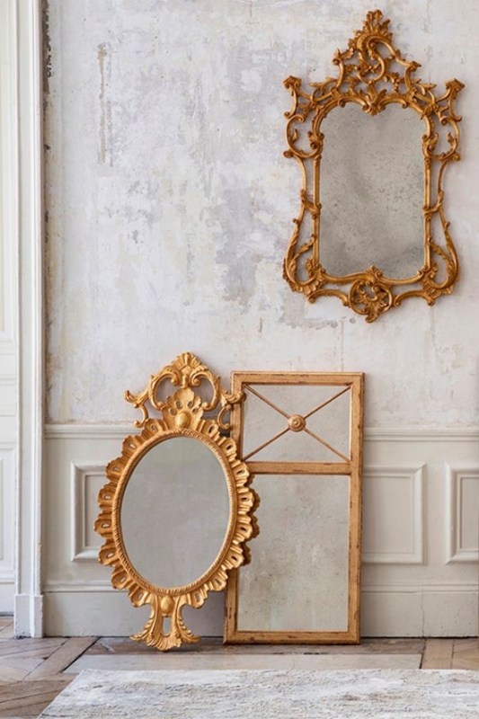 Accent Mirror Arched Silhouette Foxed Glass Thin Metallic Frame