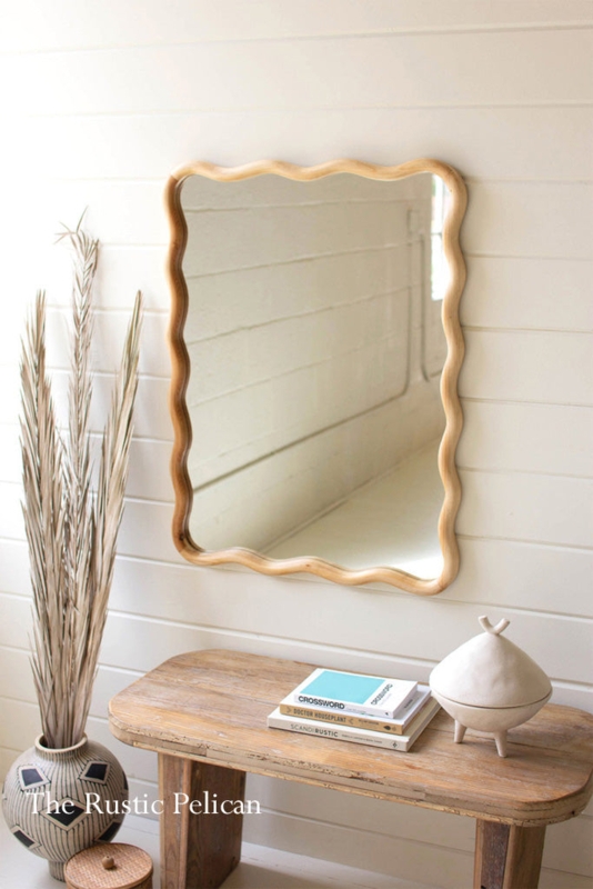 Accent Mirror Chunky Wide Border Organic Textures Modern Farmhouse Style