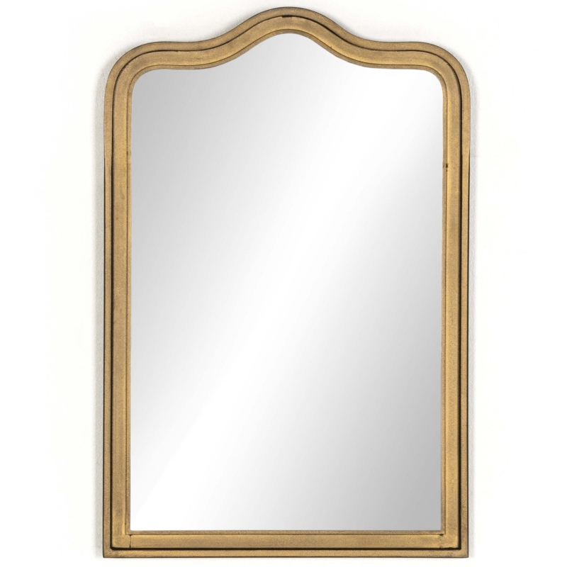 Accent Mirror Circular Shape Wide Hammered Frame Raw Brass Finish Organic Modern