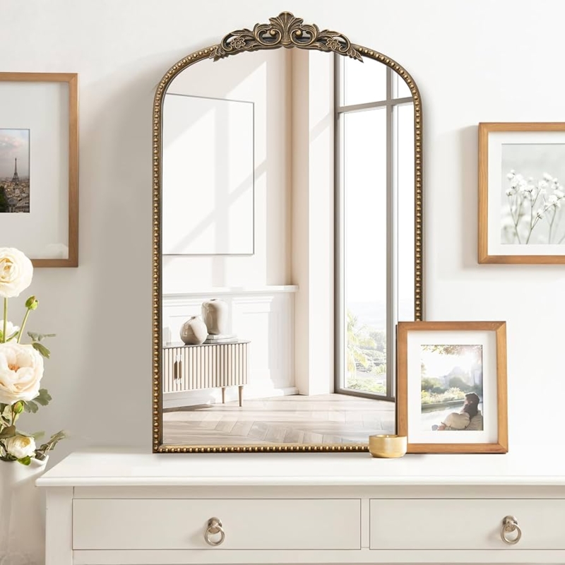 Accent Mirror French Baroque Ornate Detailing Arched Silhouette