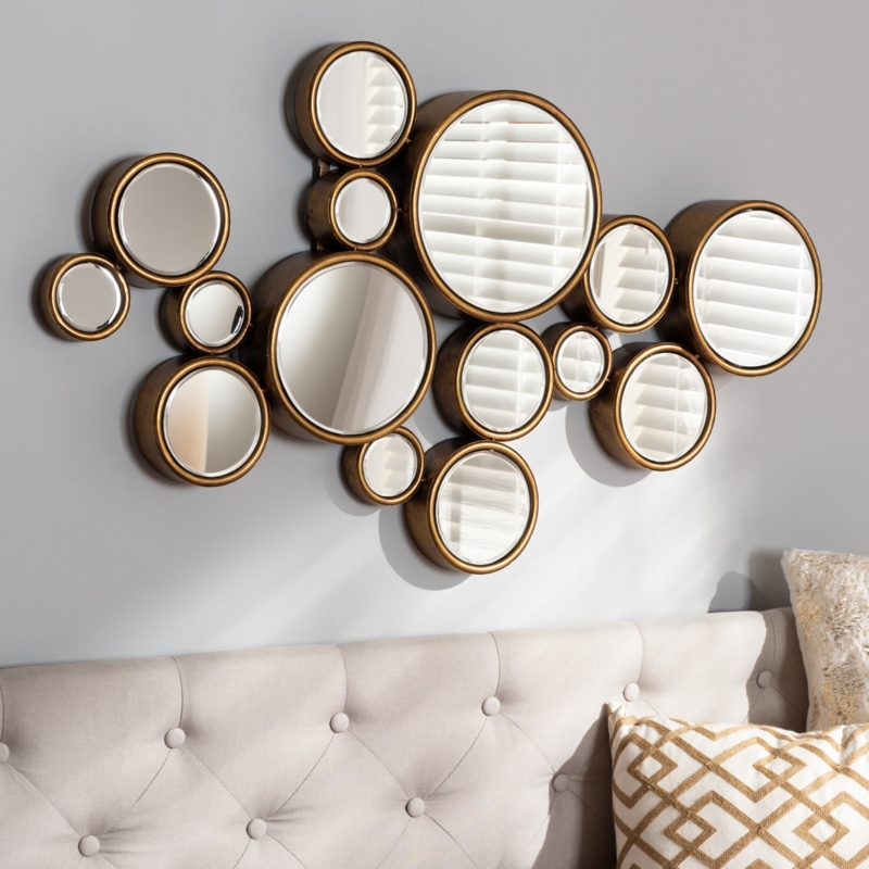 Accent Mirror Gold Bubble Cluster Design Contemporary Decor