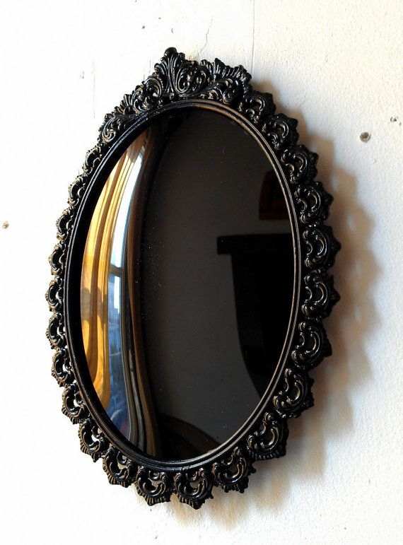 Accent Mirror Oval Convex Glass Ornate Frame Vintage Gothic Decor