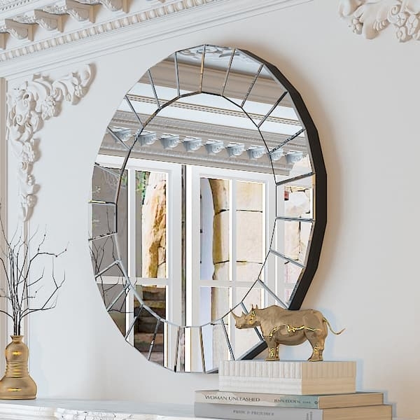 Accent Mirror Round Overlapping Circles Beveled Glass Frame Geometric