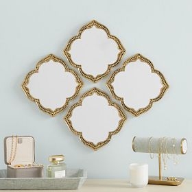 Accent Mirrors: Set of 4 Octagonal Faceted Glam Geometric Shapes