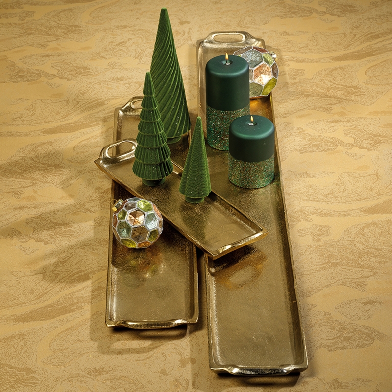 Accent Tray Dark Gold Finish with Textured Pitted Surface