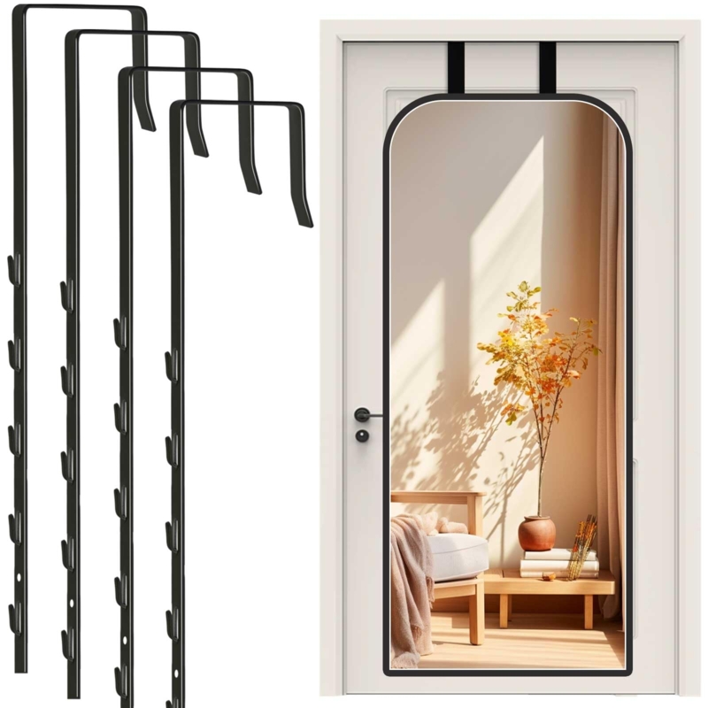 Adjustable Black Mirror Hangers Matte Finish Over the Door Hardware Set