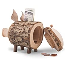 Alphabet Wooden Piggy Bank Decor Letter C Shape Acrylic Front