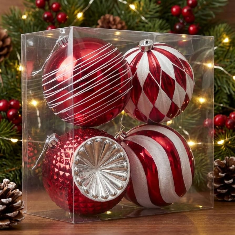 Amazon.com: Valery Madelyn 5.9 Inch Extra Large Christmas Ornaments Tree  Decorations Set, 4ct Red and White Shatterproof Jumbo Christmas Hanging  Ball Ornaments Bulk, Traditional Xmas Holiday Party Decor : Home & Kitche