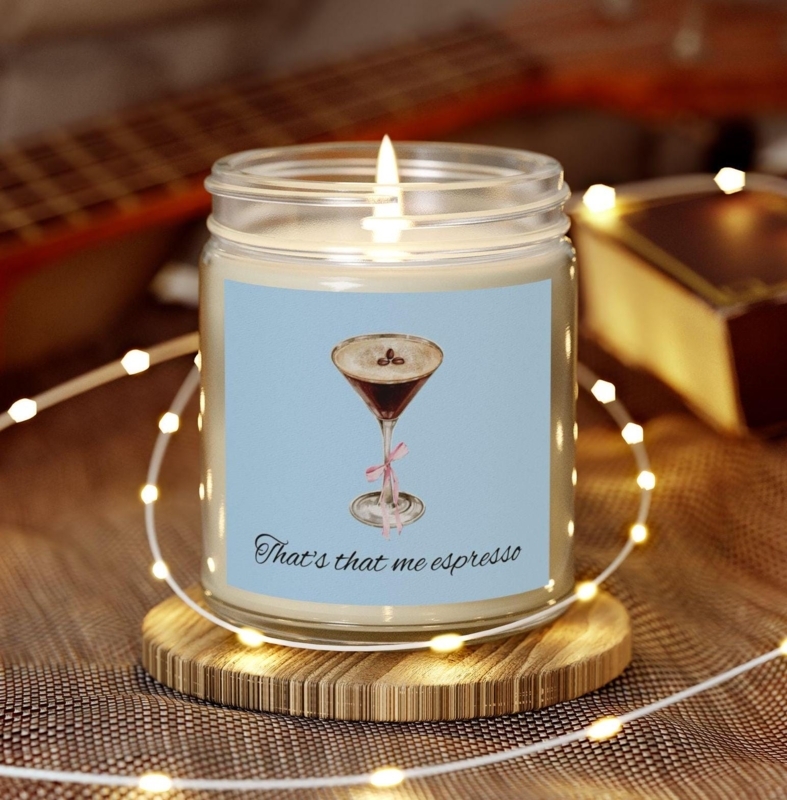 Amber Glass Jar Candle Aesthetic, Retro Typography Label, Aromatic