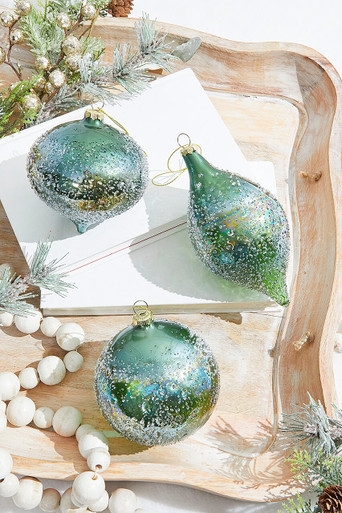 Antiqued Mercury Glass Ornaments, Assorted Metallic Set