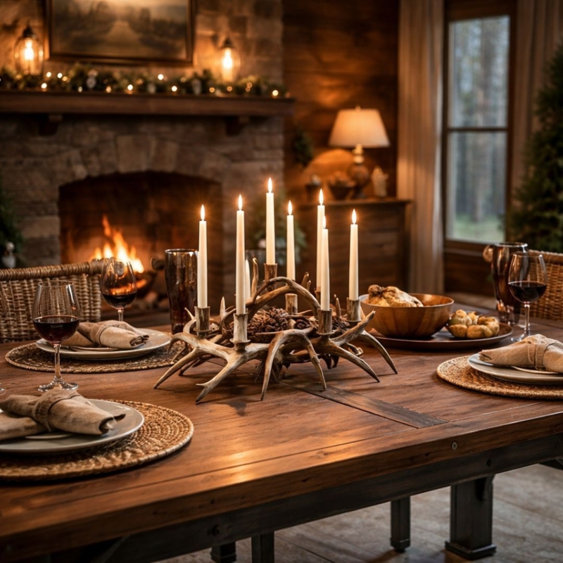 Antler Candelabra Natural Interlocked Sculptural