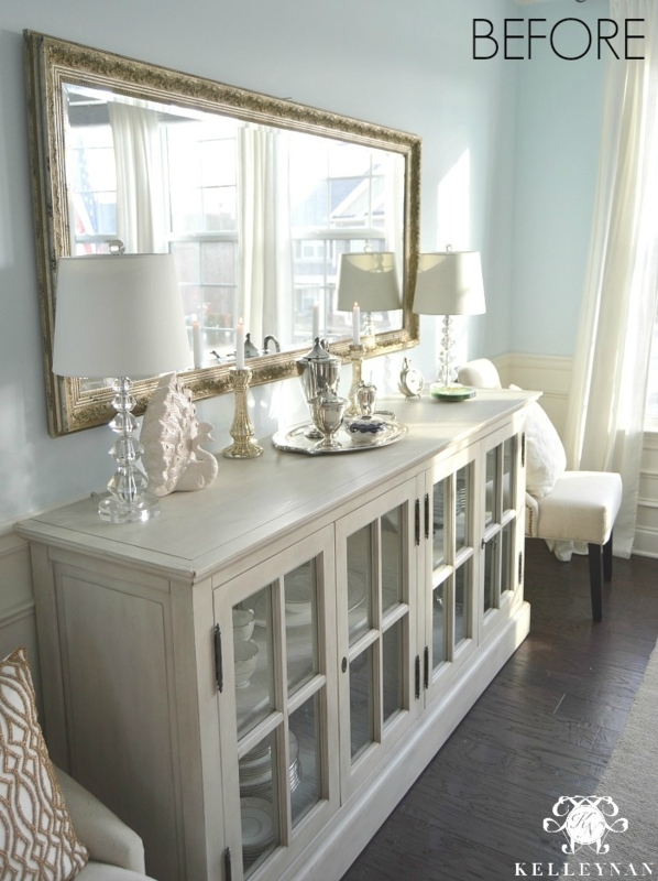 Arched Floor Mirror Leaning Placement Transitional Style Dining Room