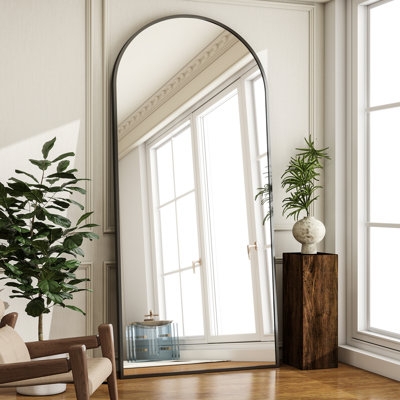 Arched Floor Mirror, Oversized Matte Metal Frame, Leaning Silhouette