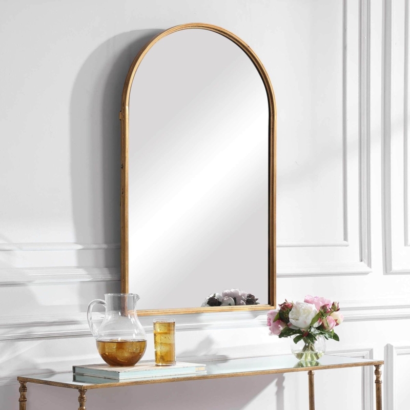 Arched Mirror Ornamental Silhouette Gold Glam Wall Decor