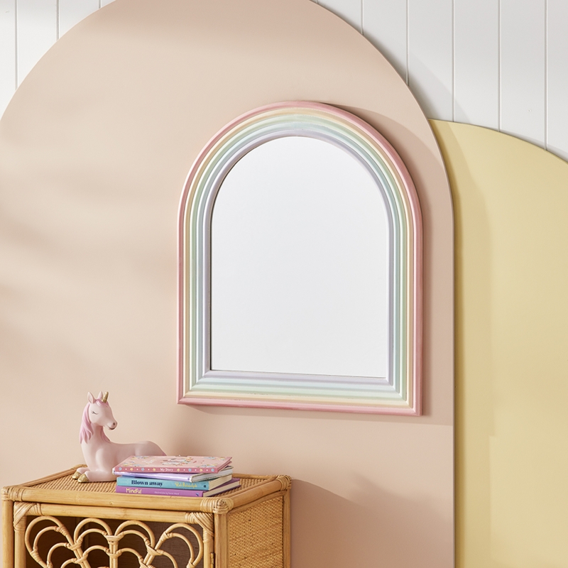 Arched Wall Mirror, Colorful Rainbow Frame