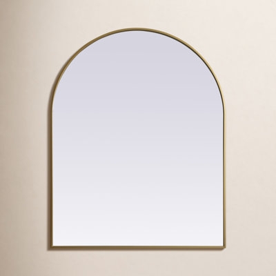 Arched Wall Mirror with thin matte black frame, minimalist style